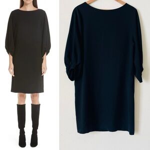 LaFayette 148 LARGE Wynona Finesse Crepe black dress